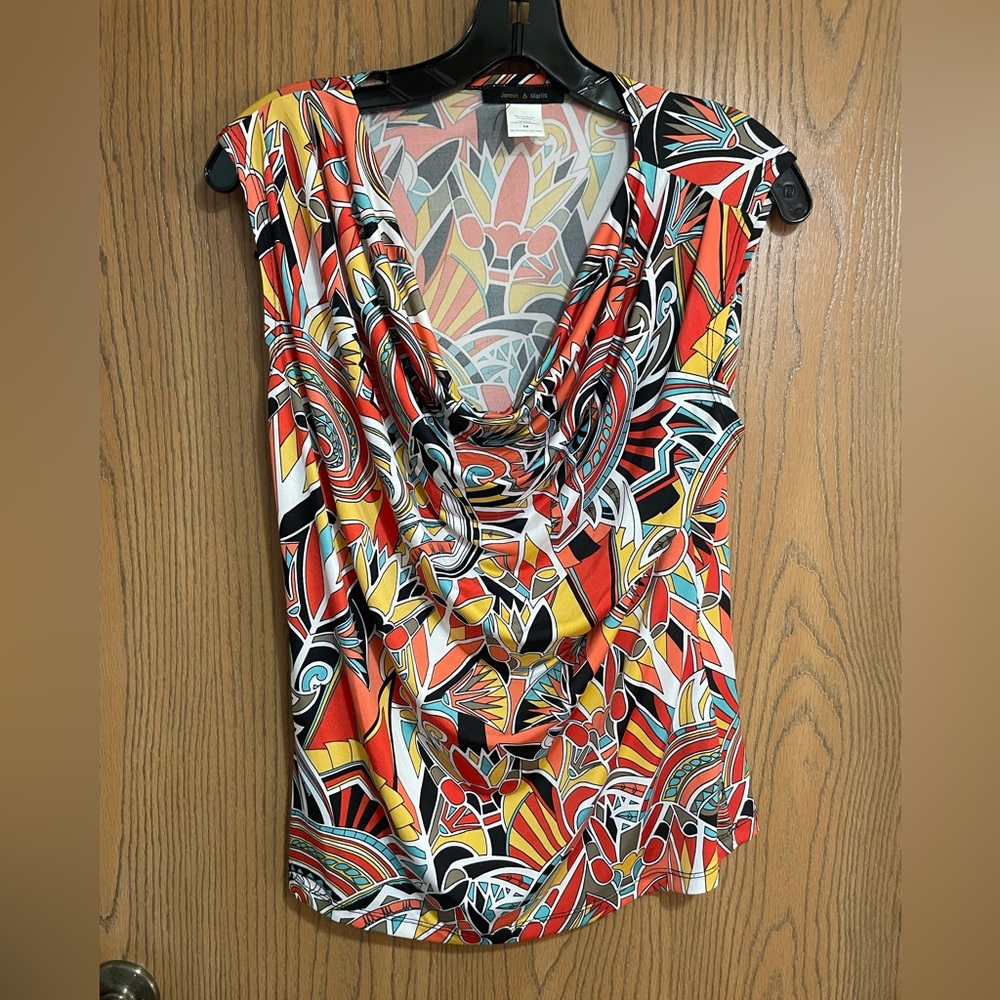 EUC Jennie & Marlis Colorful Blouse with Cowl Neck